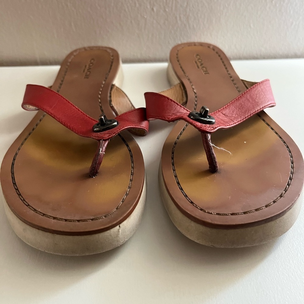 Red Strap Coach Sandals